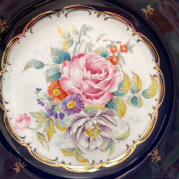 Vintage Couleuvre Floral Porcelain Candy Dish with Gold Trim - Picture 6 of 7